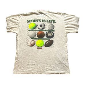 VTG Big Ball Sports Shirt Youth Large Dingy White Single Stitch Sportswear Boys